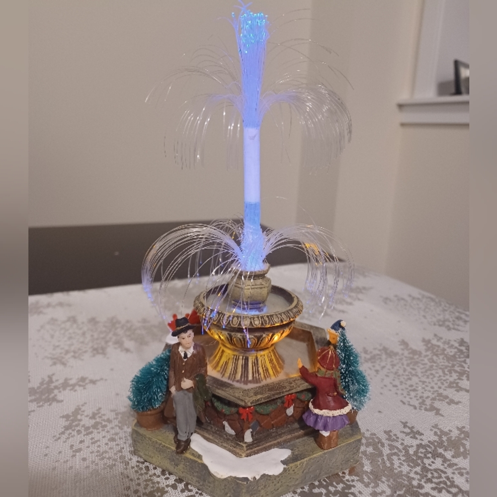Fiber Optic Fountain St. Nicholas Square Illuminated Village Accessory